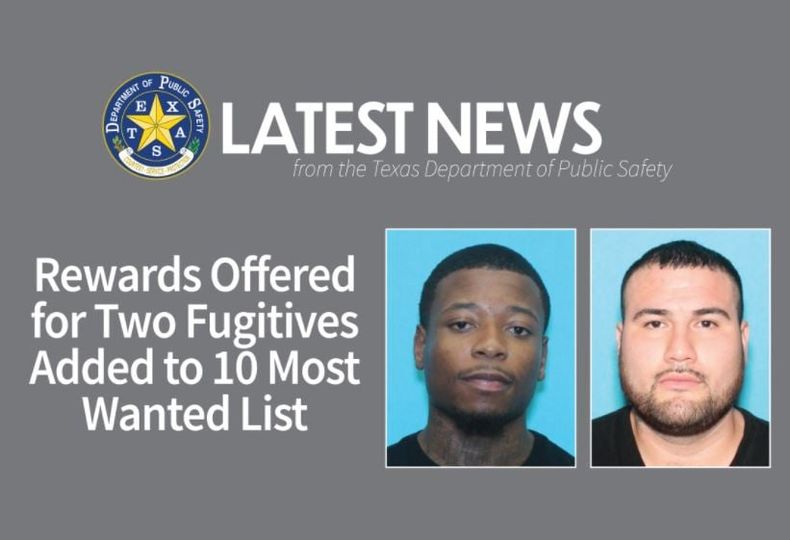 Rewards Offered for Two Fugitives Added to 10 Most Wanted List