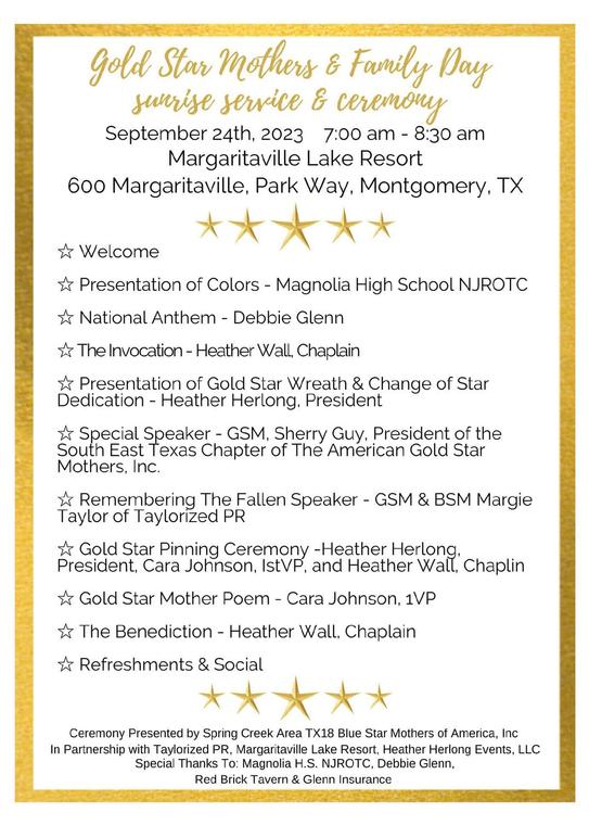 National Gold Star Mother & Families Day is Sunday, September 24th