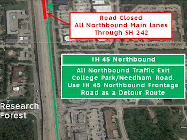 I-45N northbound lanes closed Fri-Mon, Nov. 7-10