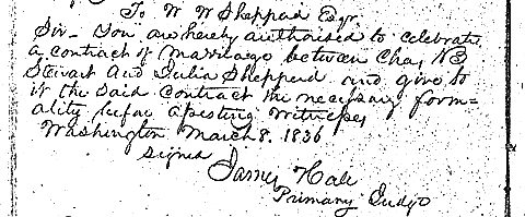 News from the Lake Creek Settlement: First Marriage in the Republic of Texas