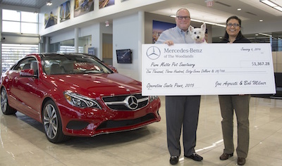 Mercedes-Benz of The Woodlands gives a donation to Pure Mutts Animal Santuary