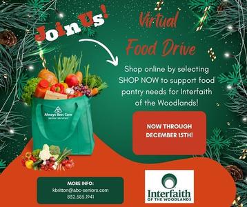 Always Best Care of the Woodlands Hosts Virtual Holiday Food Drive for Interfaith of the Woodlands
