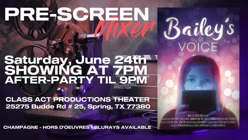 Locally produced feature film BAILEY’S VOICE to hold Pre-Screen Mixer Industry Night this Saturday
