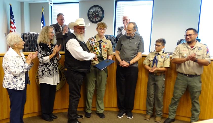 Local Boy Scout receives first ever Distinguished Community Neighbor Award from Commissioner Charlie Riley