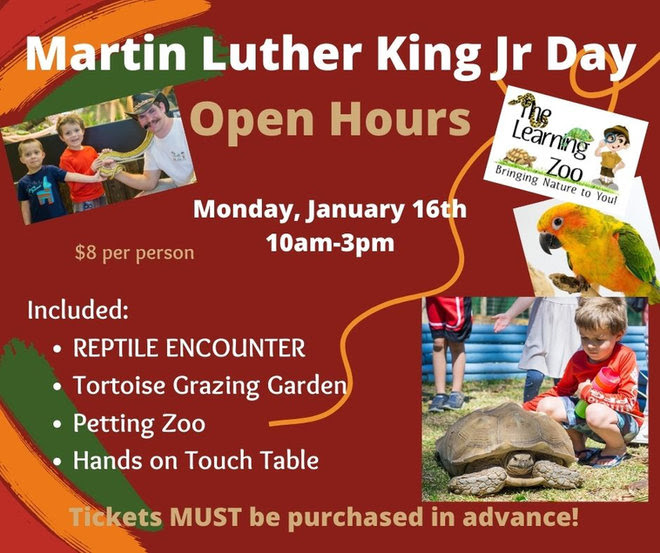 The Learning Zoo announces special MLK Day holiday hours