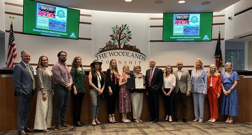 The Woodlands Township Board of Directors makes a special proclamation for Farmers Market Week