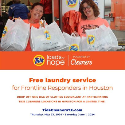 Tide Loads of Hope Deployed in Houston Tide Cleaners Brings Relief to Residents Affected by Historic Storms in Houston