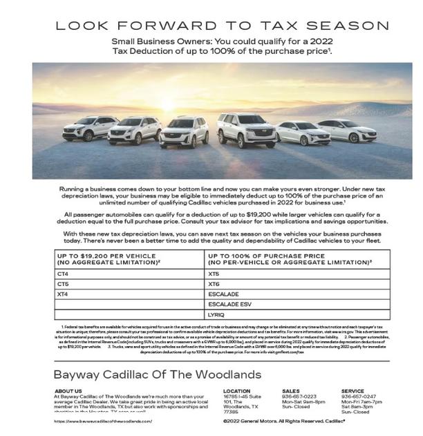 Cadillac Section 178 Tax Deduction In The Woodlands