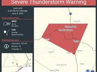 Severe Thunderstorm Warning issued June 9 at 6:23PM CDT until June 9 at 6:45PM Severe Thunderstorm Warning issued June 9 at 6:23PM CDT until June 9 at 6:45PM