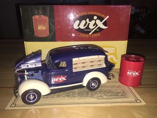 NIB 1939 Chevrolet Canopy Panel Truck Diecast Wix Oil Filters Bank First Gear NIB 1939 Chevrolet Canopy Panel Truck Diecast Wix Oil Filters Bank First Gear