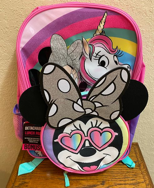 Disney Junior Minnie Backpack with Lunch Pack - New - The