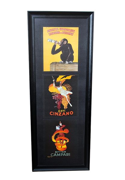 3 vertical posters in large black vertical frame