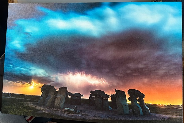 Art Canvas David Mayhew Carhenge Lightning