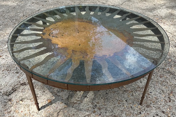 Coffee cocktail table outdoor patio metal glass