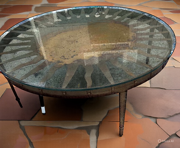 Coffee cocktail table outdoor patio metal glass