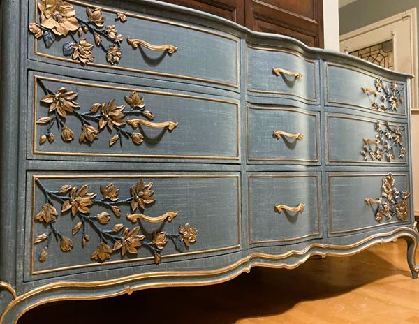 Custom Designed Linen Texture Drexel Touraine Dresser in Classic Denim Blue  Photos The Woodlands Texas Classifieds Furniture, For Sale - Refurbished  Furniture on Woodlands Online