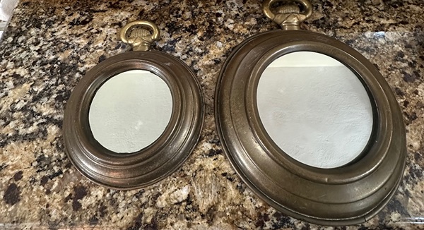 Vintage brass pocket watch mirrors