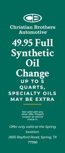 $49.95 Full Synthetic Oil Change