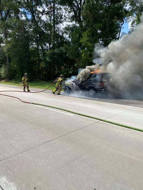 The Woodlands Fire Department respond to a vehicle fire on Research ...