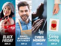 Black Friday, Small Business Saturday, Cyber Monday, and Giving Tuesday will fill up the rest of the Thanksgiving break