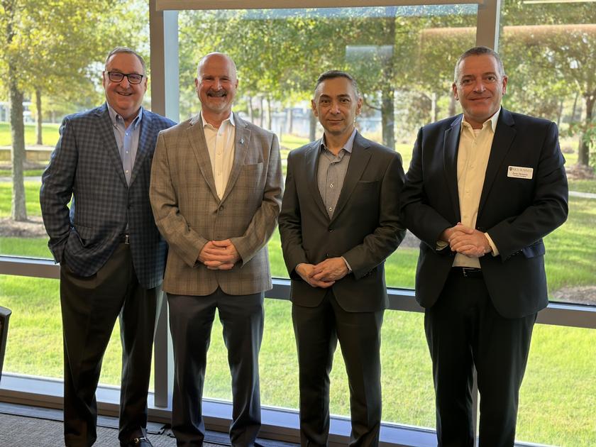 The Woodlands Area EDP + Rice Business Partners  (L-R) Gil Staley, CEO, The Woodlands Area EDP; Michael Koenig, Associate Dean for Innovation Initiatives & Executive Director of Executive Education; Dr. Peter Rodriguez, Dean, Rice Business and Zoran Perunovic, Senior Director, Executive Education.