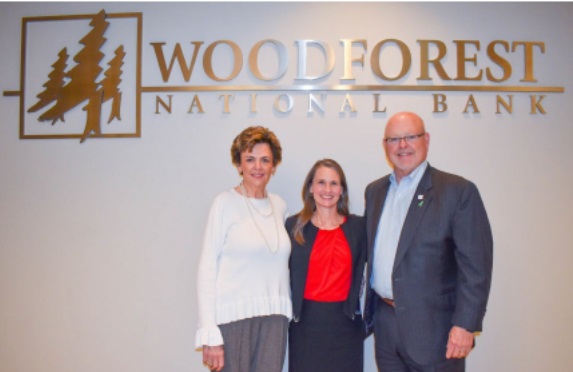 Pictured left to right: Karol Dreibelbis, Kristine Marlow - President and CEO of Montgomery County Food Bank, and Jay  Dreibelbis - President and CEO of Woodforest National Bank