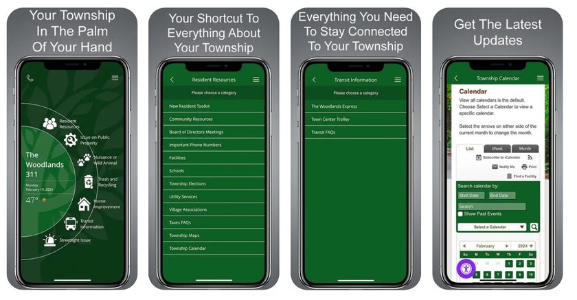 The Woodlands Township’s 311 service request portal now has a mobile app