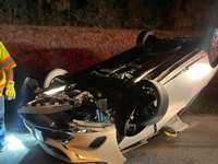 The Woodlands Firefighters Rescue Driver from Fiery Rollover Crash on Woodlands Parkway