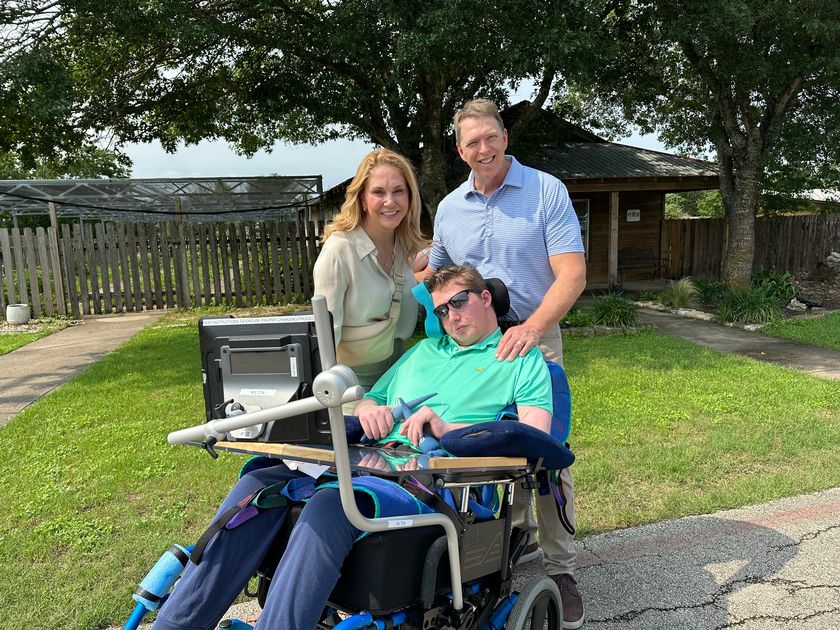 Debra and Miles Milton enjoy a visit with Grant in May 2024