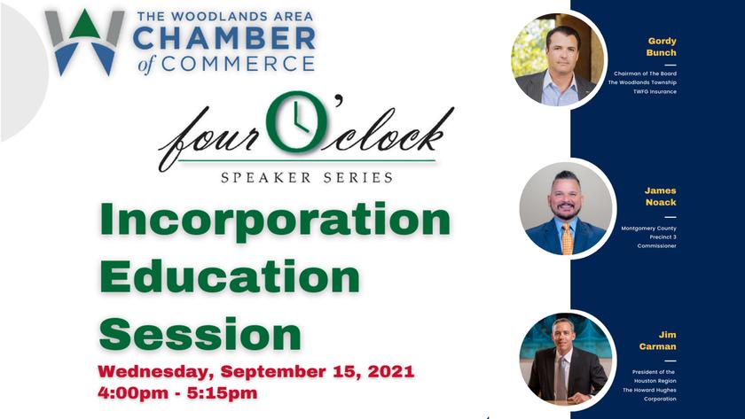 4 O'Clock Speaker Series: Incorporation Education: Session Two