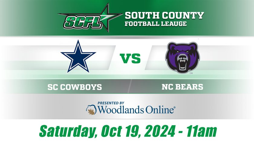 South County Football League (SCFL): SC Cowboys vs NC Bears - 10/19/24 at 11:00 AM